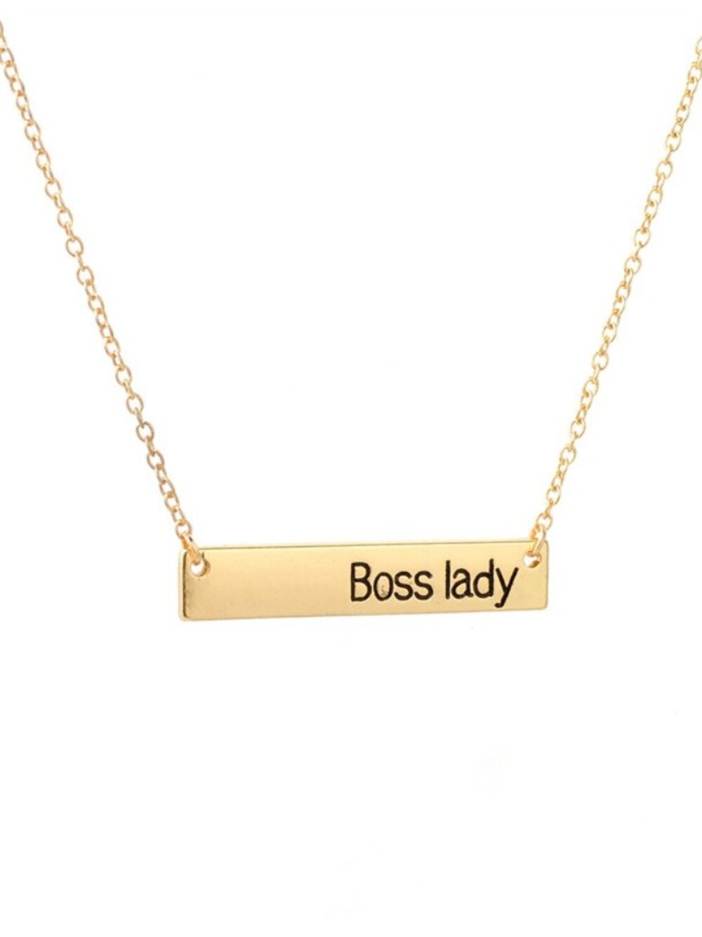 "Boss Lady" Yellow Gold Simple Bar Contemporary Necklace Entrepreneur Girl Power